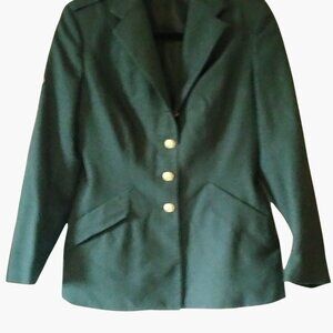 Womens Military Uniform Green Blazer Jacket 14 Vintage US Costume Cavalier
